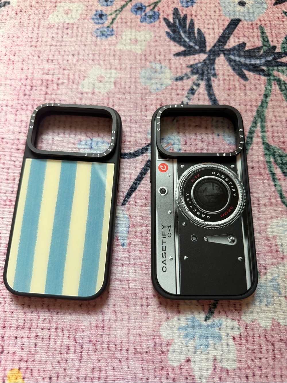 Casetify Pale Blue & Cream Stripe and Camera-Print iPhone 17 pro cases- lot of 2